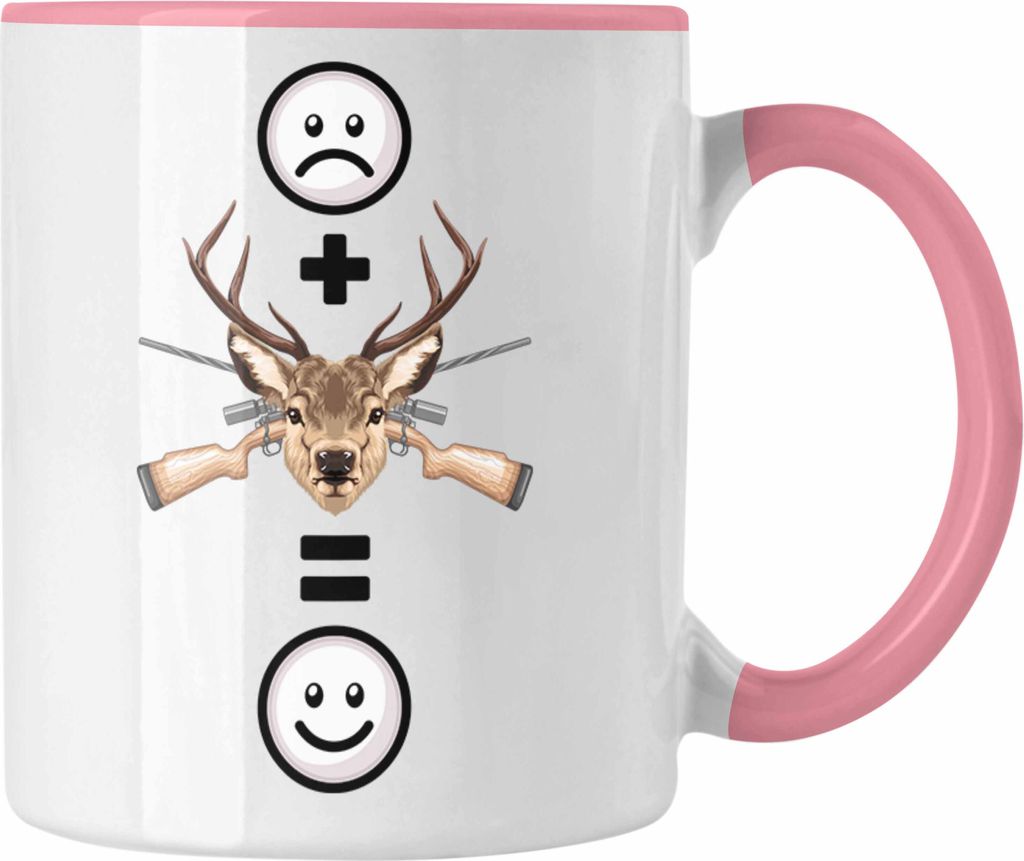 Trendation - Jagd Jäger Tasse Geschenk für Jäger Jägerin :( + Reh jagd = :) Lustige Geschenkidee Geburtstag (Rosa)