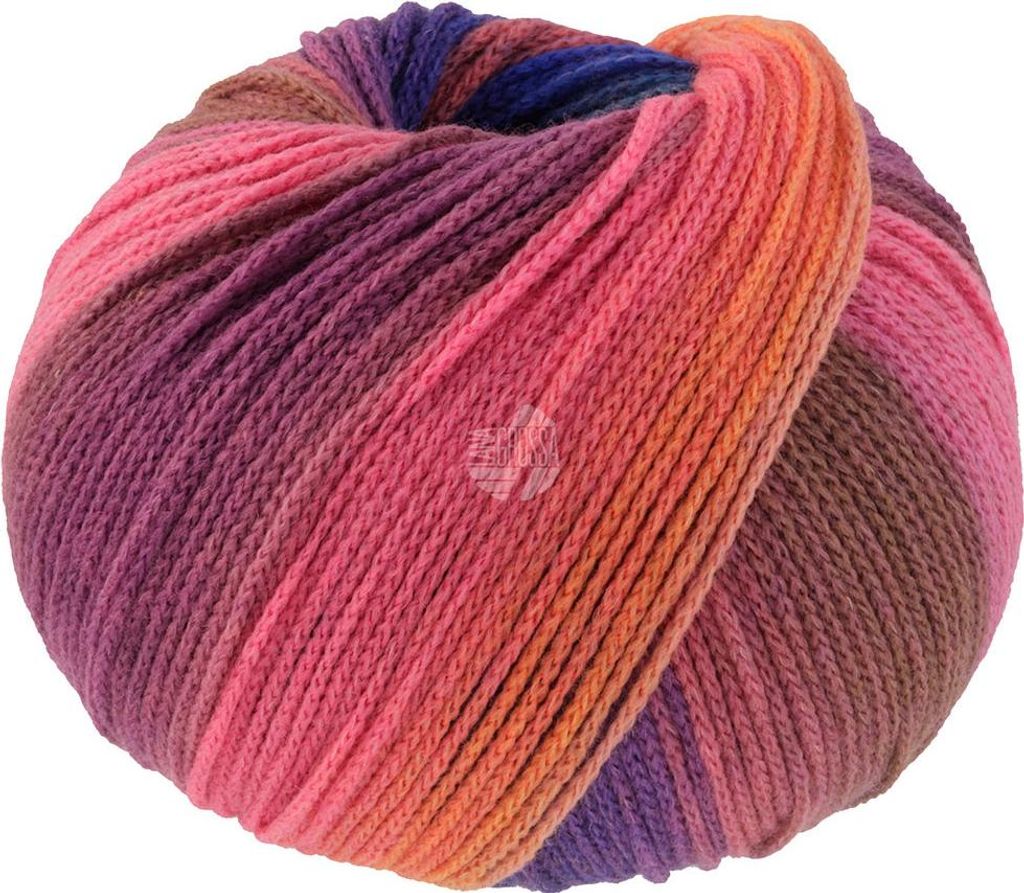 A ball of yarn with a gradient of colors.