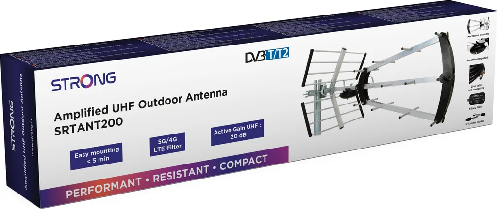 Strong SRT ANT200 Antenne TV Intérieure Extérieure Digitale TNT HD