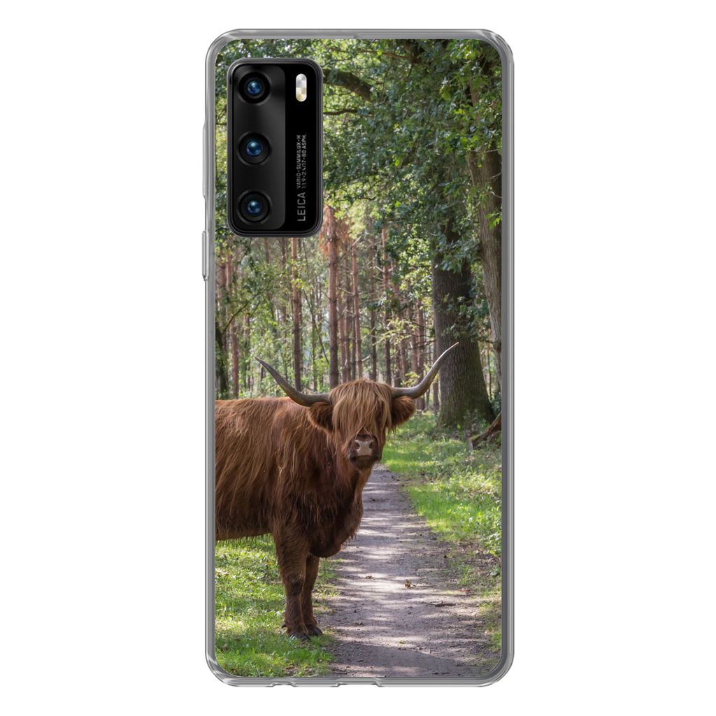 MuchoWow Handyhülle Schutzhülle Hülle für Huawei P40 Schottischer Highlander - Kröte - Baum Silikon Softcase Handy Hülle - Handytasche