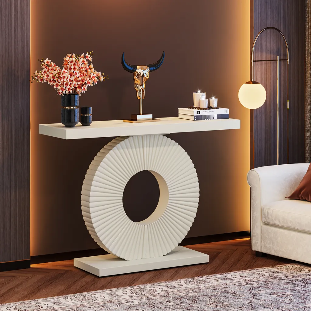 Table console moderne Tribesigns de 100 cm avec piétement géométrique