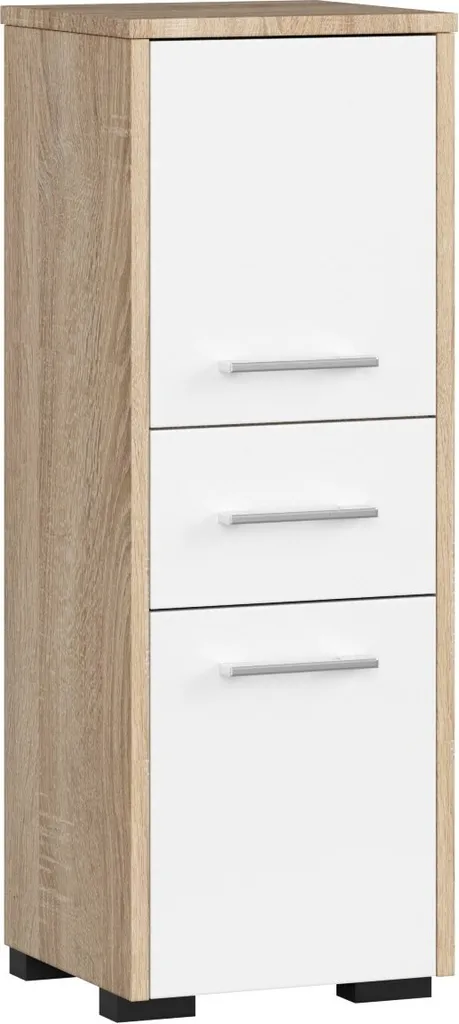 Mobile da bagno indipendente: un cassetto, due ante, tre ripiani, colore: rovere Sonoma | bianco, dimensioni del mobile: L: 30 cm, A: 85 cm, P: 30 cm