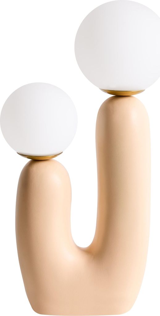 BELIANI Tischlampe Beige Harz 40 cm Hoch mit Schirm Kugelform 2-Flammig Langes Kabel mit Schalter Modern Schlafzimmer Wohnzimmer Nachttischlampe