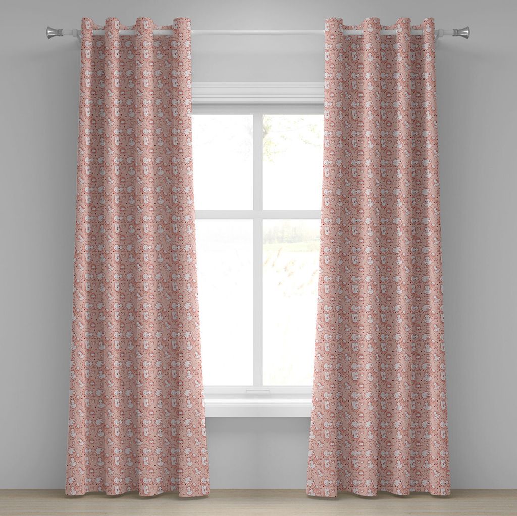 ABAKUHAUS Nilpferd Ösenvorhang, Baby Flusspferd Spielzimmer Thema Pastelltöne Kindisches Muster, Dekorative 2-Panel-Fenstervorhänge, 280 cm x 24...