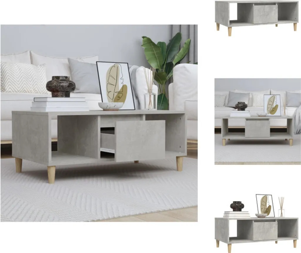 vidaXL Tavolino caffè 90x50x36,5 cm in Legno Grigio Cemento Moderno