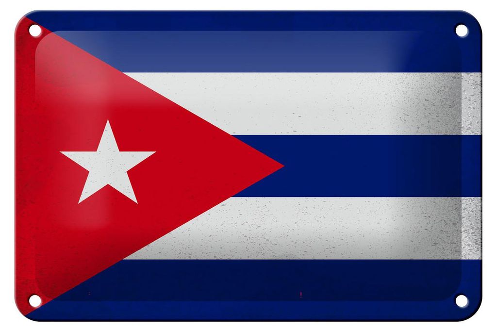Blechschild Flagge Kuba 18x12cm Flag of Cuba Vintage