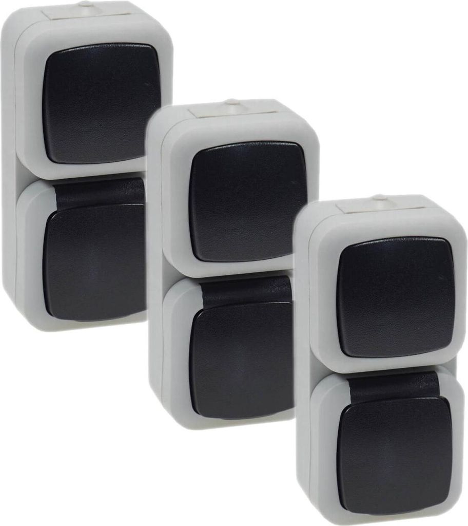 ChiliTec 3er Set Feuchtraum Schalter Steckdose Kombi Produktbild 
