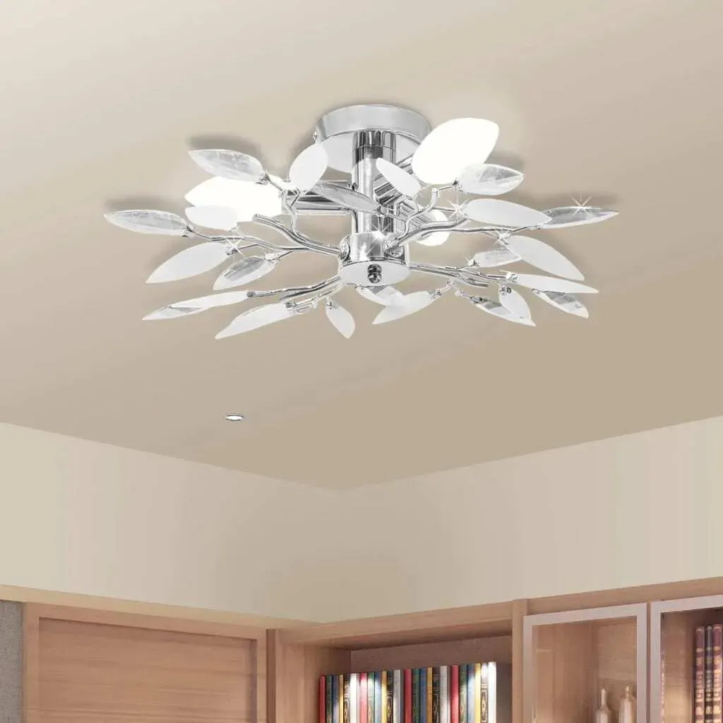 Plafonnier feuilles cristal blanc pour un éclairage doux et élégant E14