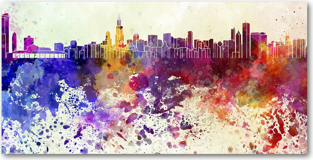 Tulup Leinwandbild - 120x60 cm - Wandkunst - Drucke auf Leinwand - Leinwanddruck - Sehenswürdigkeiten & Architektur - Mehrfarbig - Buntes Chicago