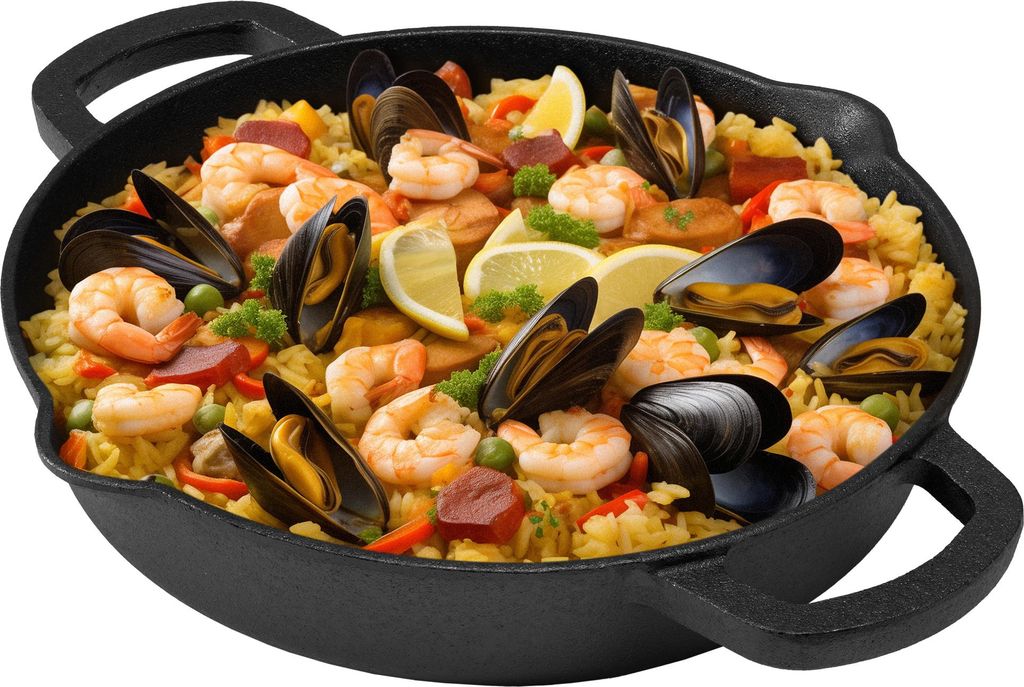 Navaris Gusseisenpfanne - Ø25cm Eingebrannte Pfanne Gusseisen Induktion - Cast Iron Pan - Gusspfanne - Grillpfanne Gusseisen - Steakpfanne mit Zwei