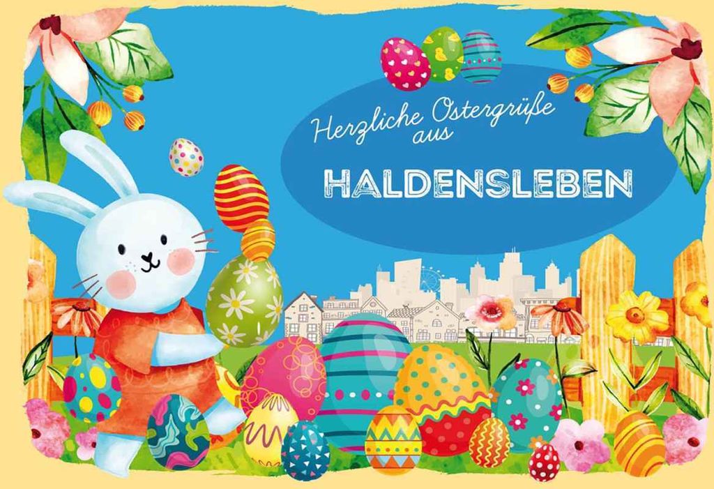vianmo Holzschild 20x30 cm Ostergrüße HALDENSLEBEN Ostern