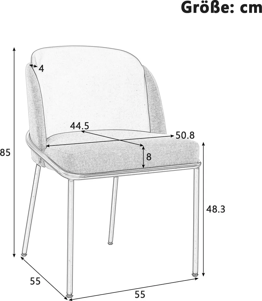 Chaise de salle à manger stable pieds réglables lot de 2 en beige - 2