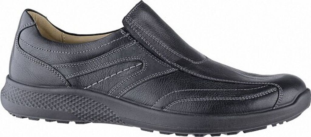 Jomos Herren Leder Slipper schwarz, Lederfutter, herausnehmbares Fußbett, Luftpolstersohle