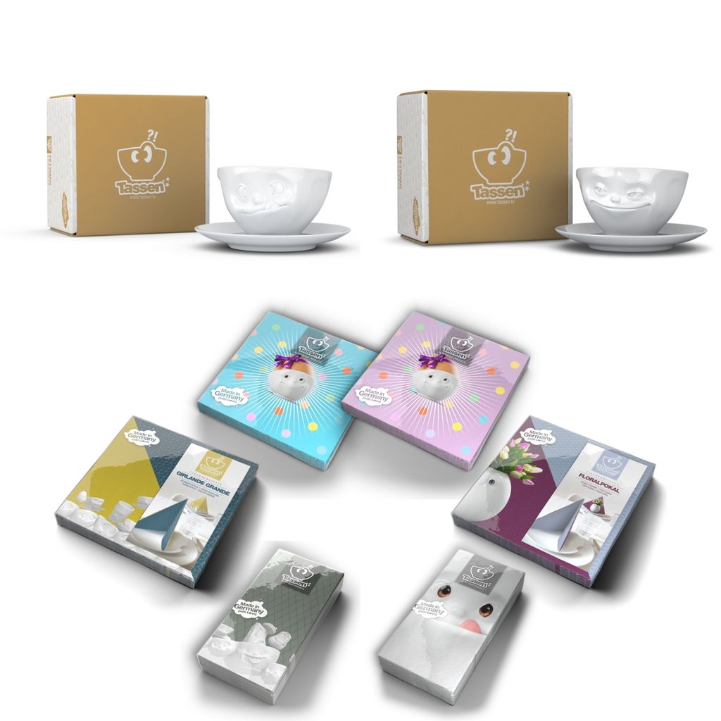 Fiftyeight Tassen-Set 2-tlg. 200 ml + Servietten Nr 013 weiß Kaffeetassen