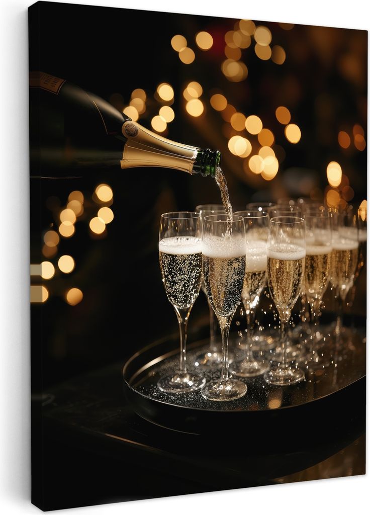 Wanddeko 60x80 cm - Getränk - Champagner - Gläser, Leinwand bilder, Wanddeko Wohnzimmer