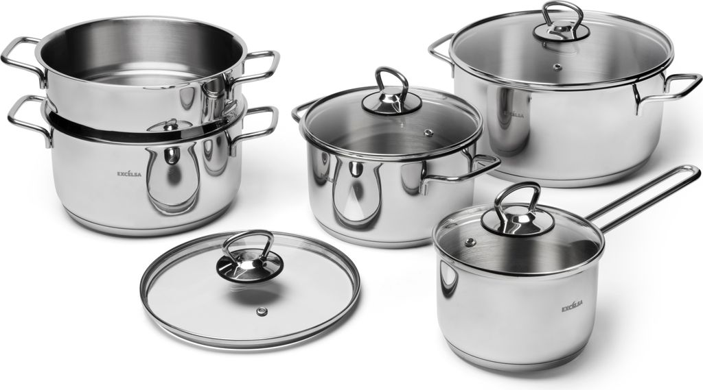 Excelsa Batterie Töpfe 9 Stück Jazz Cook Stahl Silber