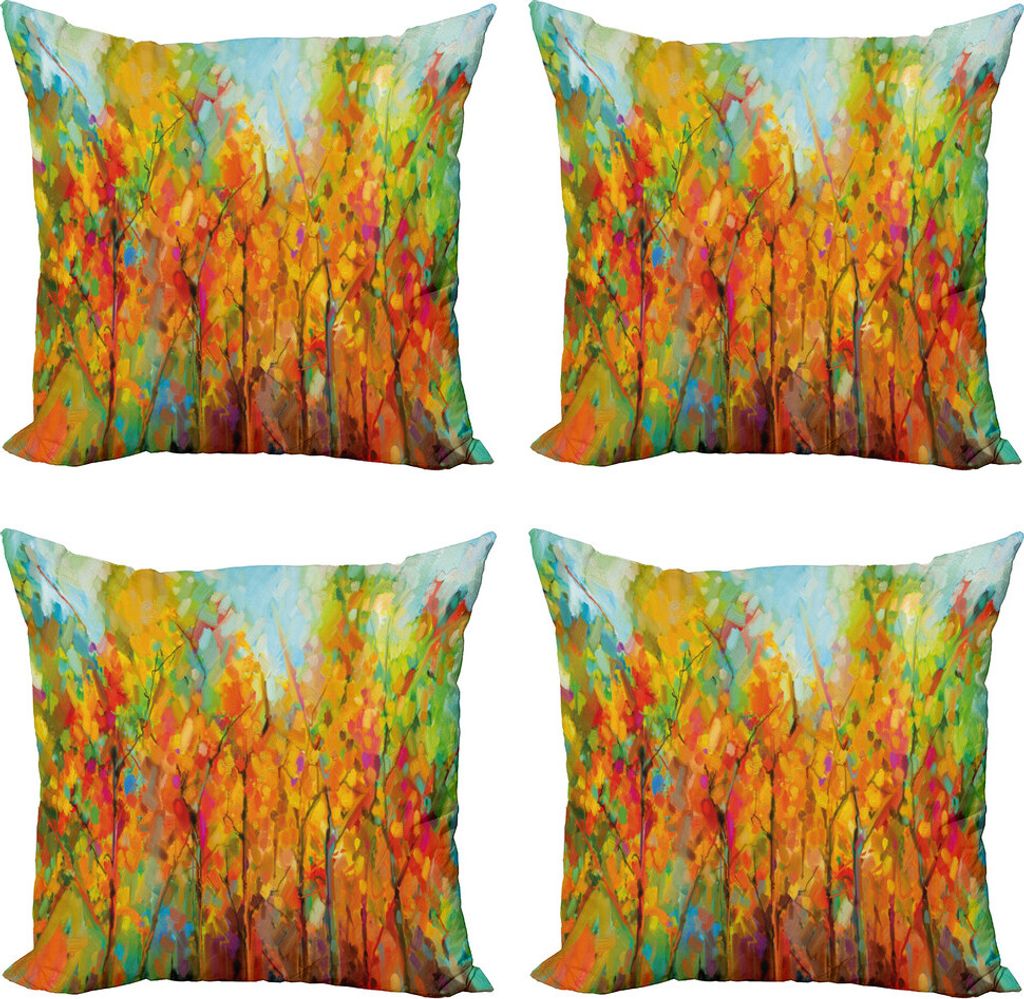 ABAKUHAUS Abstraktes Ölgemälde Kissenbezug Set (4 Stück), Kunst-Baum-Wald, Moderner Doppelseitiger Digitaldruck, 60 cm x 60 cm, Mehrfarbig