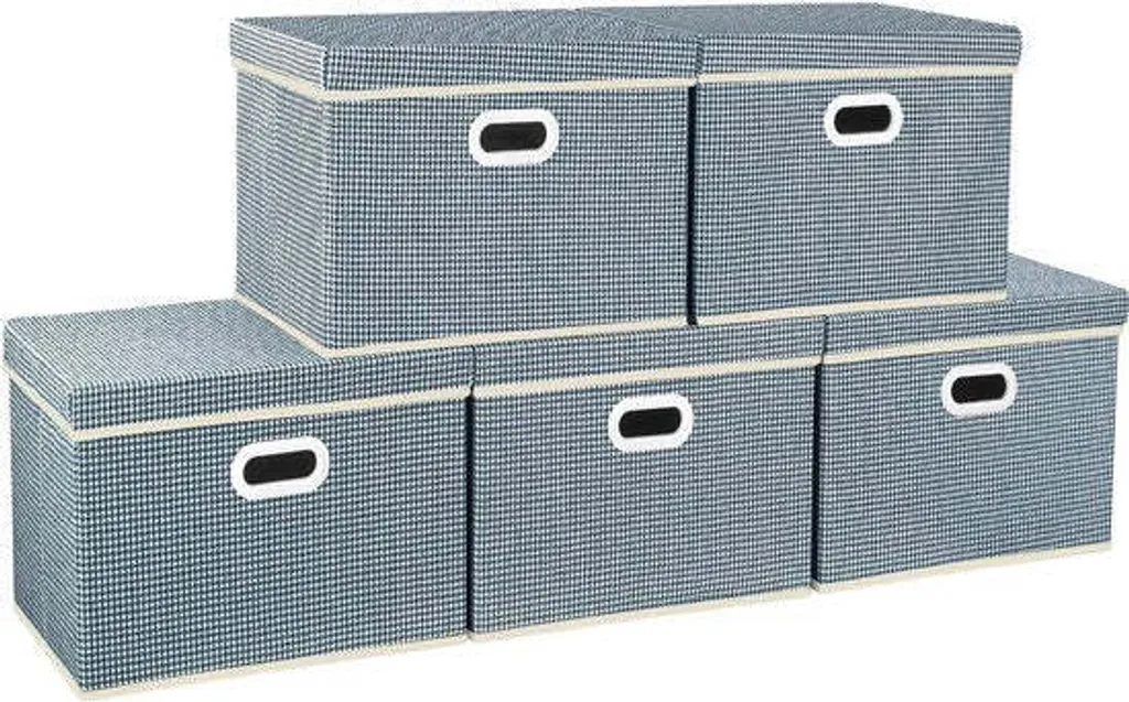 Bac de rangement pliable bleu 20L avec couvercle hermétique pratique