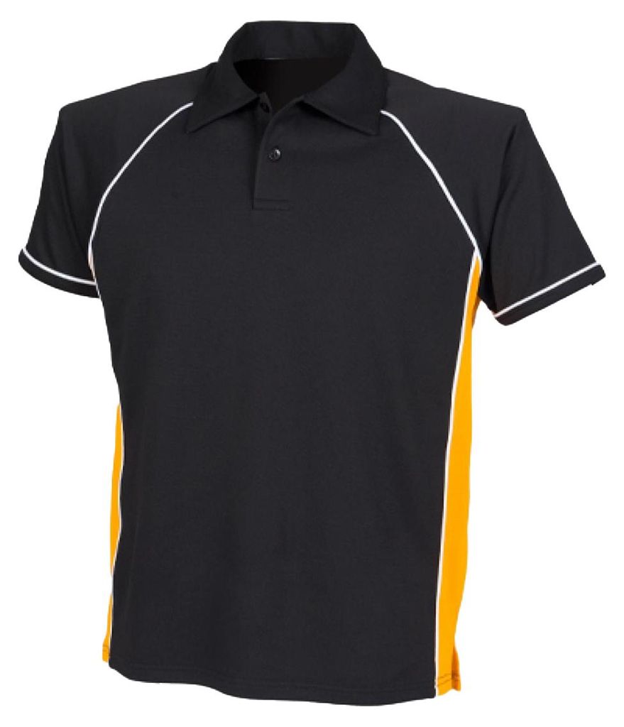Finden & Hales - "Performance" Poloshirt Paspeliert für Herren LT4866 (3XL) (Schwarz/Ambra/Weiß)