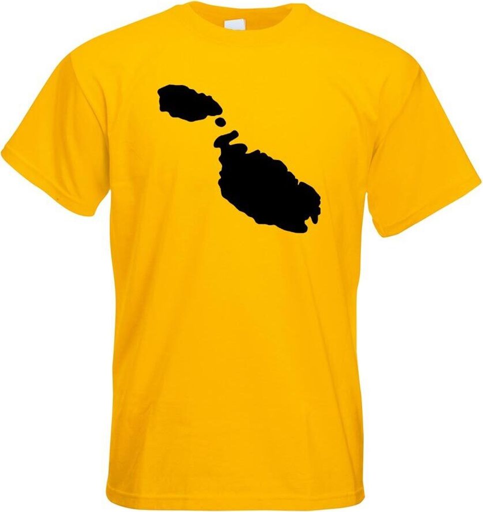 Kiwistar - T-Shirt - gelb - Malta Umriss Kontur Herren Funshirt Bedruckt Design Sprüche Spruch Motive - mit Motiv Bedruckt - Funshirt Design - Spo...