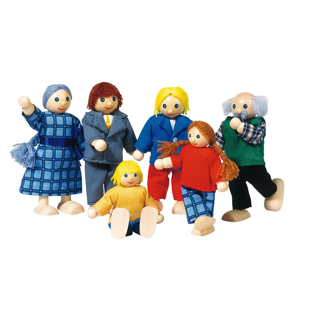 Biegepüppchen „Familie“; 4 Stück Puppenhaus-Bewohner 