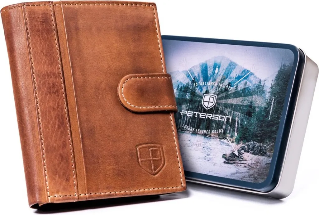 Portafoglio Peterson Pelle con RFID e Chiusura Scatto - Sicurezza Uomo