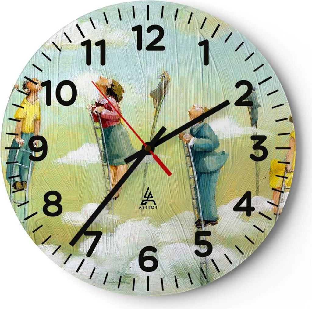 Wanduhr - Rund - Glasuhr - Abstraktion modern - 40x40cm - Schleichendes Uhrwerk - Lautlos - zum Aufhängen bereit - Dekoration Modern - Wanddekorat...