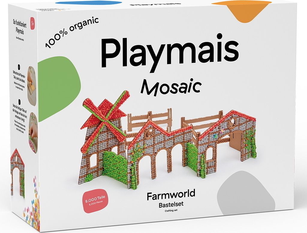 PlayMais Bastel Kreativität Bastelset Mosaic 8000 Farmworld Bauernhof ab 5 Jahren 160973