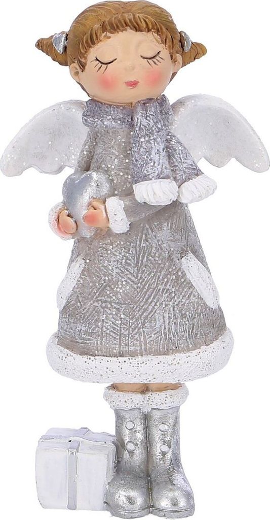 Deko Poly Engel Martha stehend, H13cm, grau