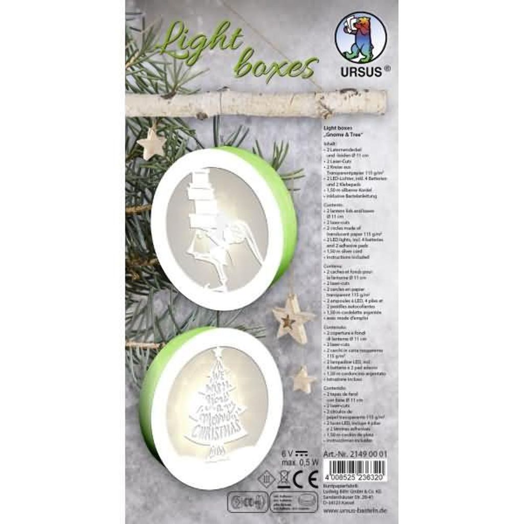 URSUS Light boxes "Gnome & Tree", Ø 11 cm