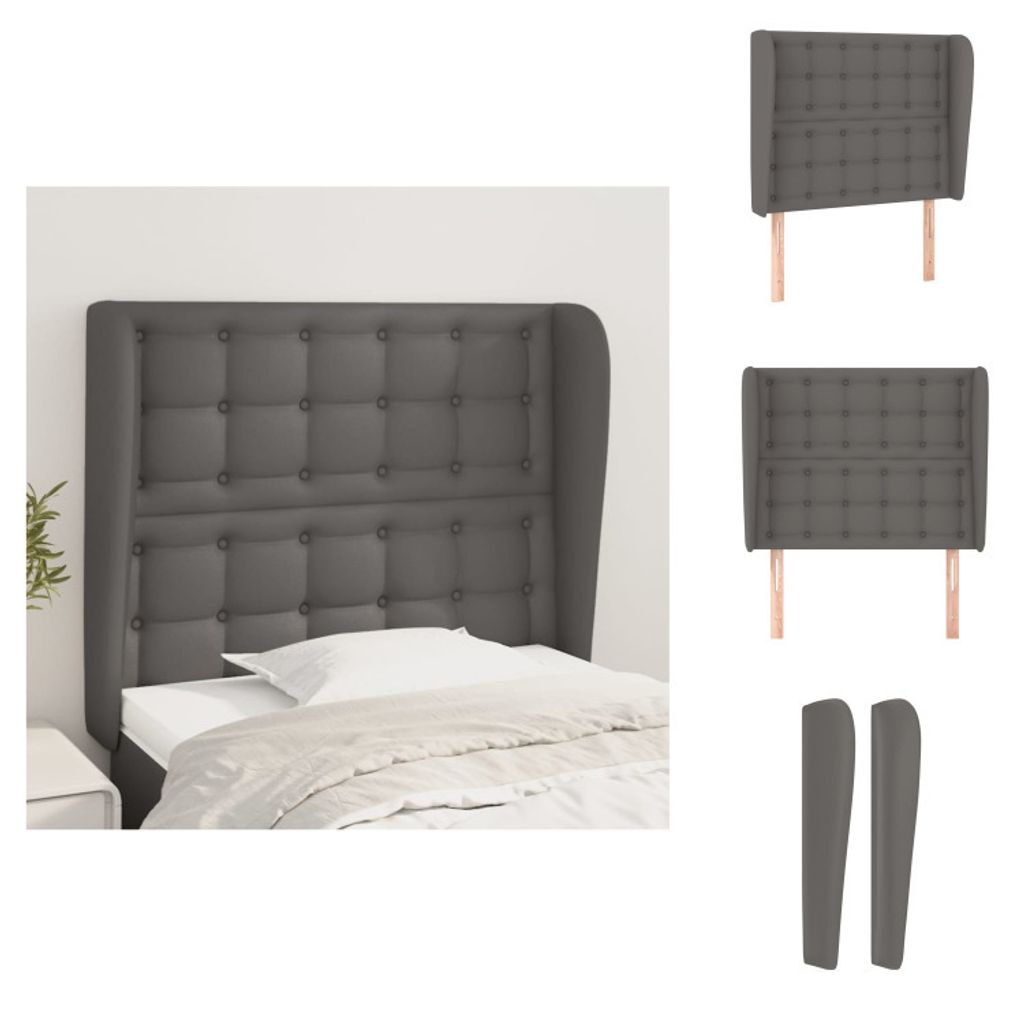vidaXL Kopfteil mit Ohren Grau 83x23x118/128 cm Kunstleder - Kopf- & Fußenden