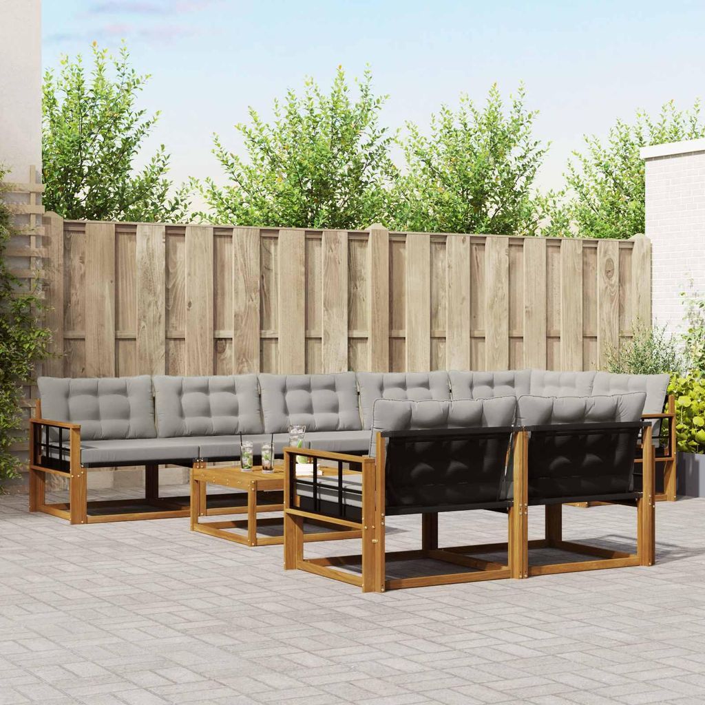 (Robust Möbel)Outdoor-Sofagarnitur - CLORIS - Balkonmöbe/Sitzgruppe - mit Kissen 9 pcs - Moderne Design - Natürlich und Hellgrau - Gartensof...