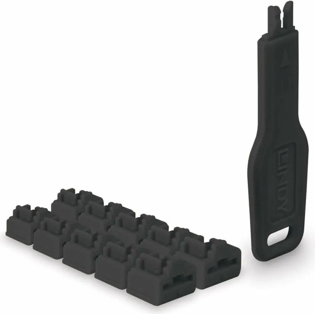 LINDY RJ45 Port Blocker Nero: 10 Serrature + 1 Chiave per Sicurezza LAN
