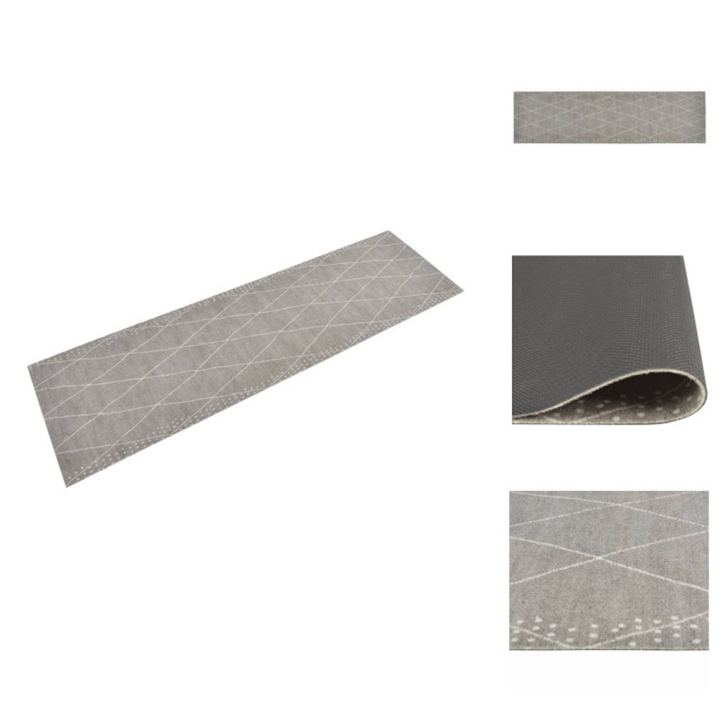 vidaXL Küchenteppich Waschbar Raute 45x150 cm Samt - Fußmatten