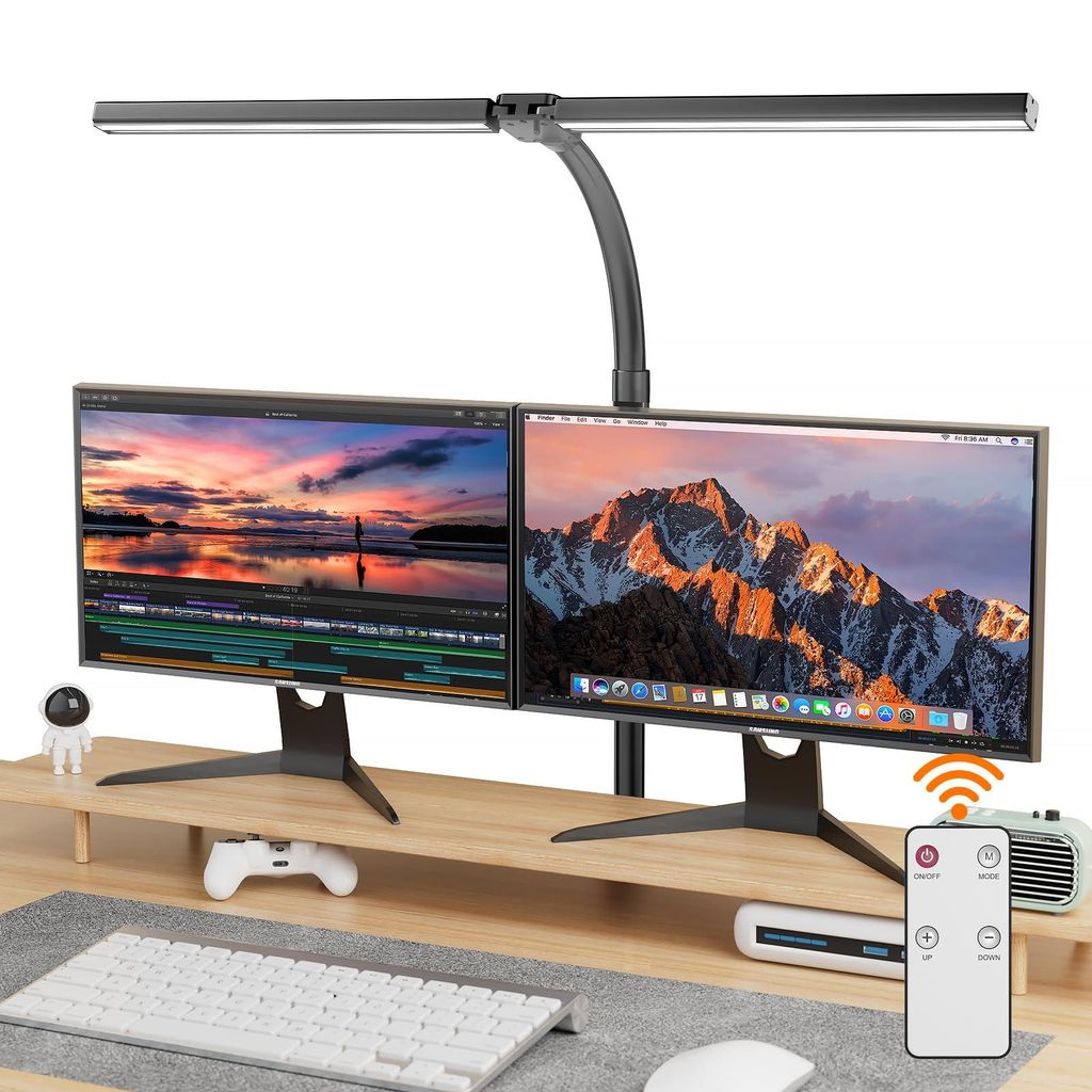 Lampada Da Scrivania LED A Doppia Testa 24W - 80cm, Dimmerabile, Con Morsetto, 5 Modalità Colore - Foto 9