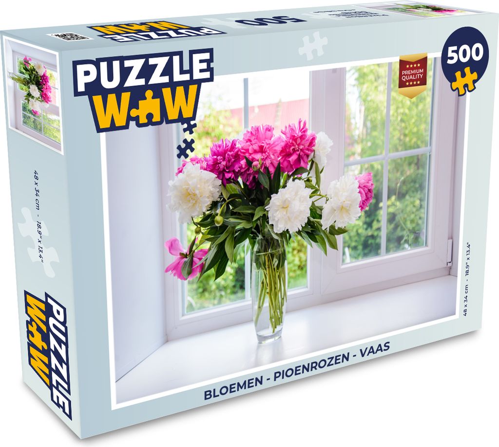 MuchoWow Puzzle 500 Teile Blumen - Pfingstrosen - Vase - 500 Teile - Kinder - Selberbauen - Puzzlespiele