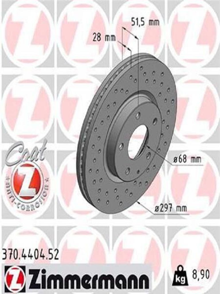 2x ZIMMERMANN Bremsscheibe 370.4404.52 für MAZDA 6 Kombi (GJ GL) 52mm 8 9kg