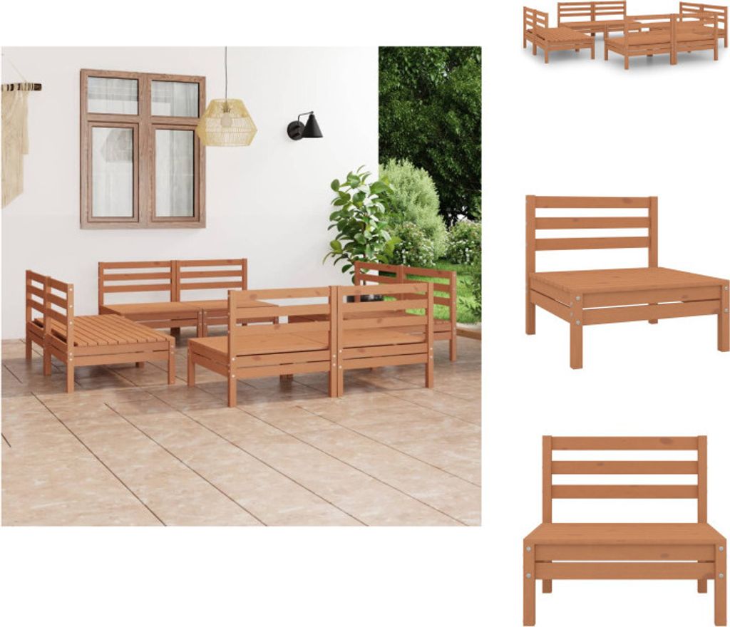 vidaXL 8-tlg. Garten-Lounge-Set Honigbraun Massivholz Kiefer - Gartenmöbel-Sets