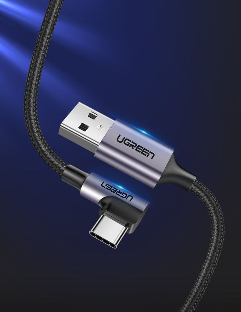 Ugreen Kątowy Kabel Przewód Usb - Usb Typ C 1M 3A Szary Zdjęcie produktu 3