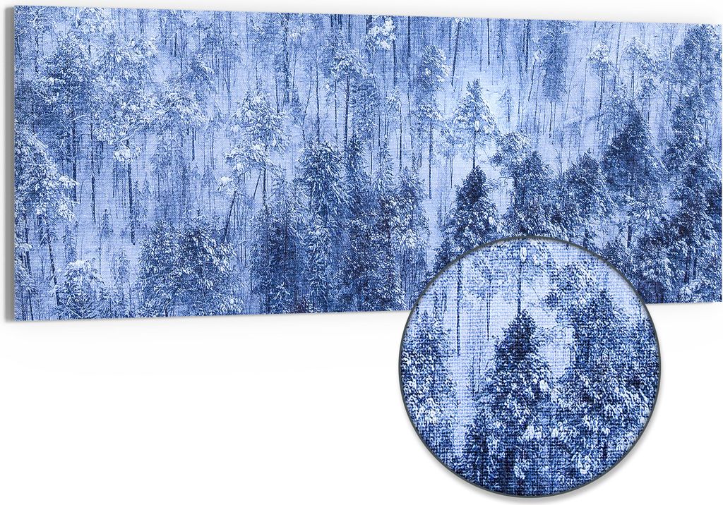 DEQORI Hybrid Leinwand Bild 150x60 cm 'Winterwald in Weiß' Produktbild 