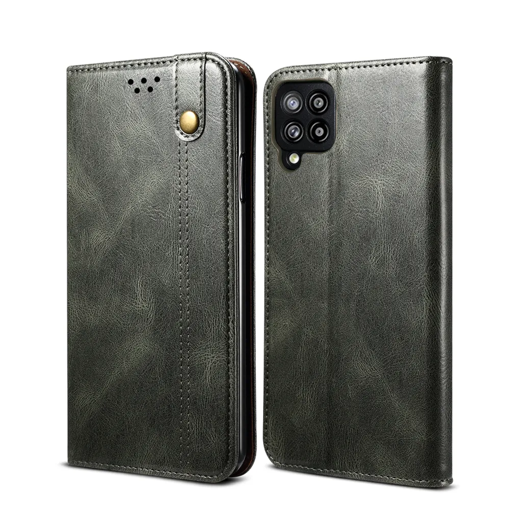 Cover Wallet Samsung A42 5G Verde - Pelle Flip Case con Stand Video