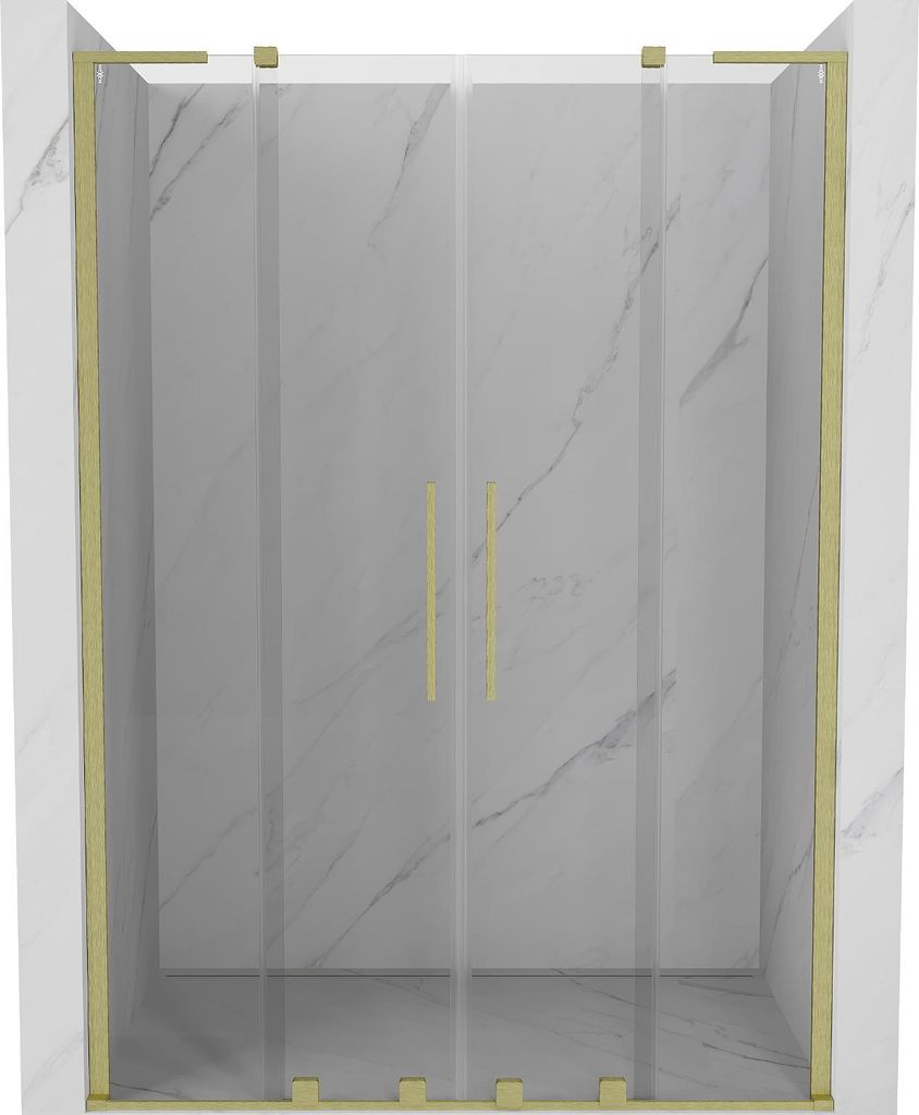 Mexen Velar L Duo Schiebetüren für Dusche 160 cm, transparent, gebürstet gold - 871-160-003-02-55