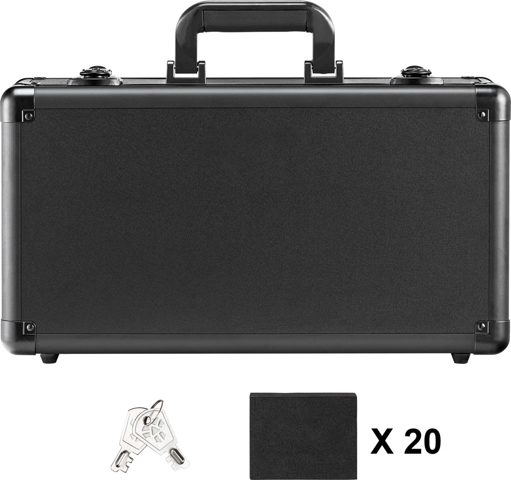 A black storage case with two keys and a small black rectangle labeled 'X 20' below it.