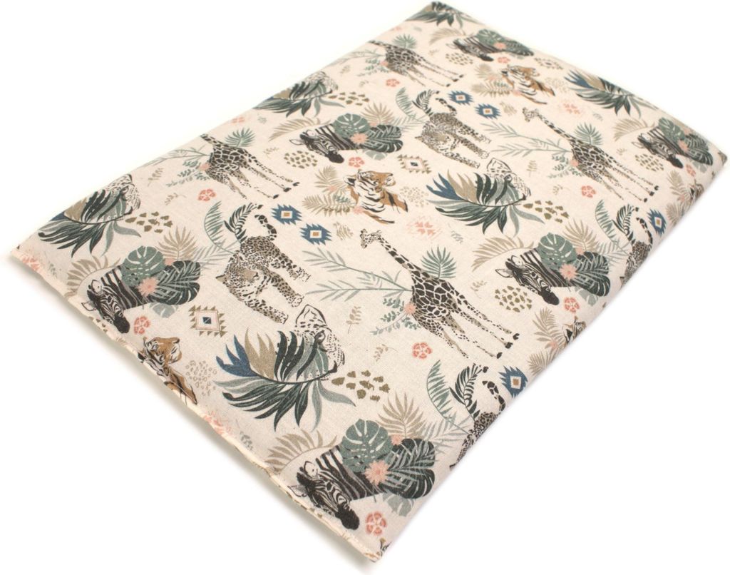 Leinsamenkissen 30 x 20 cm, Bio Stoff "Wilde Tiere" - Als Wärmekissen & Kältekissen - Körnerkissen für Mikrowelle und Backofen - 30x20cm, 800g