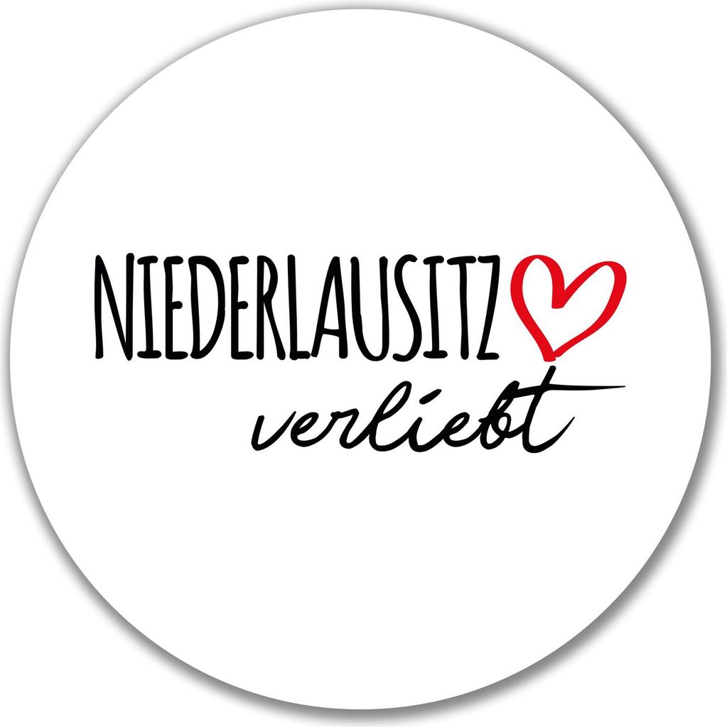 Huuraa Aufkleber Niederlausitz verliebt 10cm rund Sticker Geschenkidee