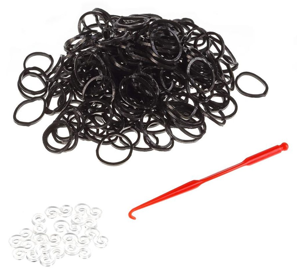 Mucola Loom Bänder Schwarz Neonfarben 200 Stück – DIY Gummibänder für Armbänder, kompatibel mit allen Loom-Boards, reißfest & elastisch, Ba...