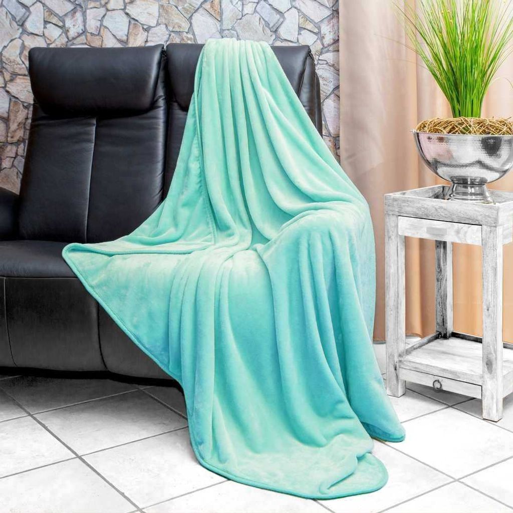 Rally Fashion Microfaser Kuscheldecke Cassy Uni Wohndecke Sofadecke flauschig waschbar pflegeleicht hochwertig strapazierfähig 150x200 cm Mint