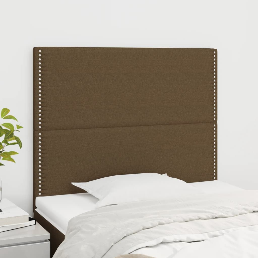 The Living Store Kopfteile 2 Stk. Dunkelbraun 100x5x78/88 cm Stoff