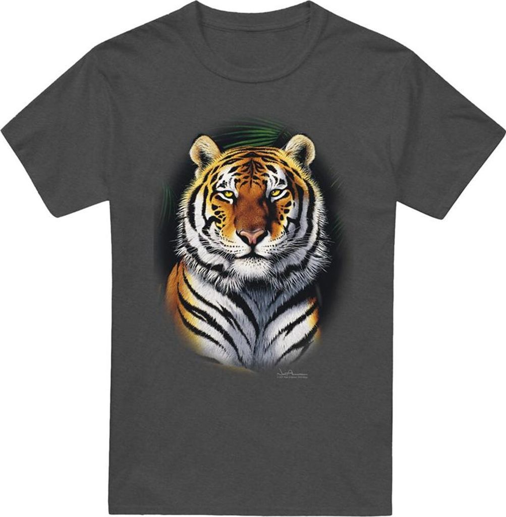 Wildlife - "Jungle Fire" T-Shirt für Herren/Damen Uni, meliert TV27279 (3XL) (Holzkohle)