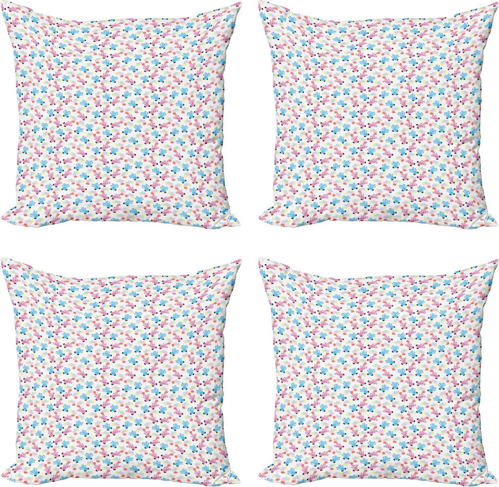 ABAKUHAUS Kindergarten Kissenbezug Set (4 Stück), Bunte Ballone Bären, Moderner Doppelseitiger Digitaldruck, 40 cm x 40 cm, Mehrfarbig